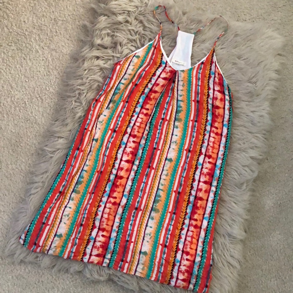 Vibrant bright color Mexican stripe dress coverup